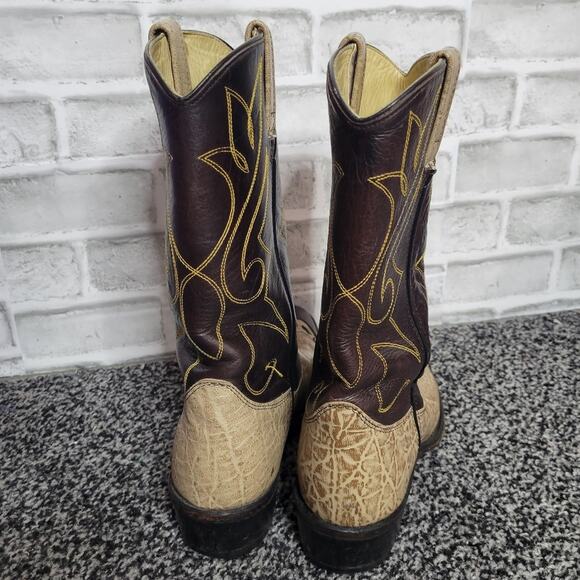 Double H Wingtip Tan & Brown Cowboy Boots, size 9D - Picture 4 of 11